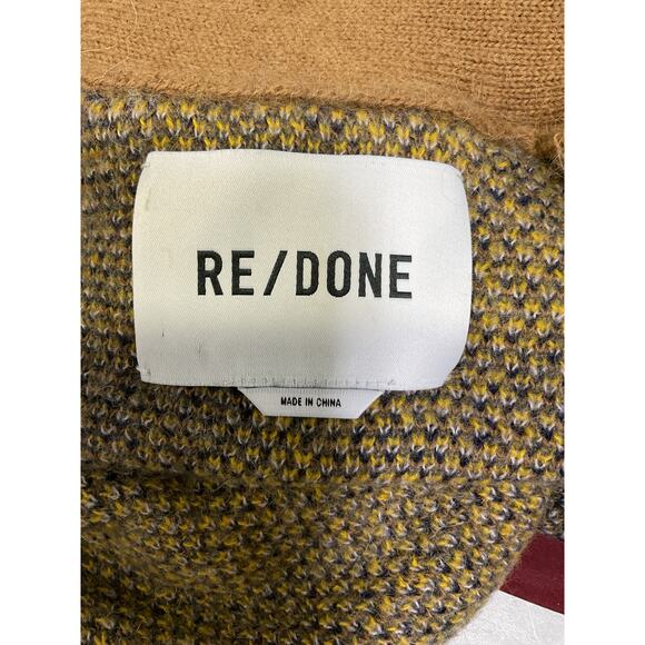 Re/Done '90s' Yellow Oversized Cropped Plunge Neck Cardigan Size P - Picture 3 of 4